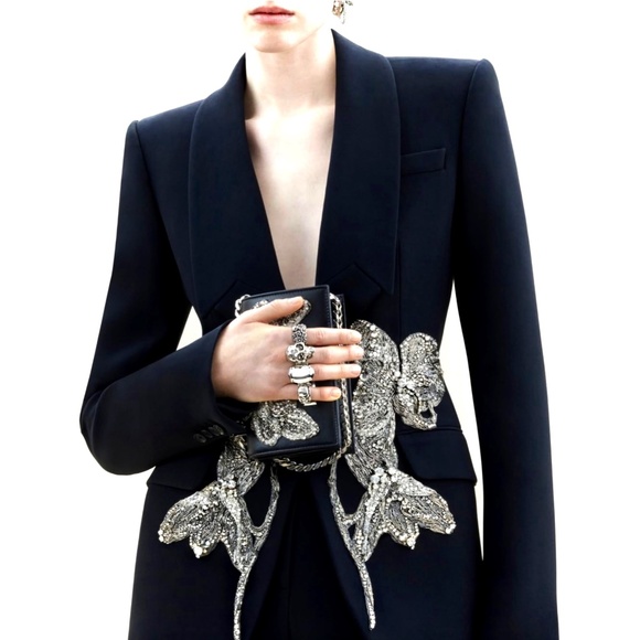 Alexander McQueen Handbags - Alexander McQueen Orchid Embroidered Jeweled Leather Satchel / Shoulder Bag